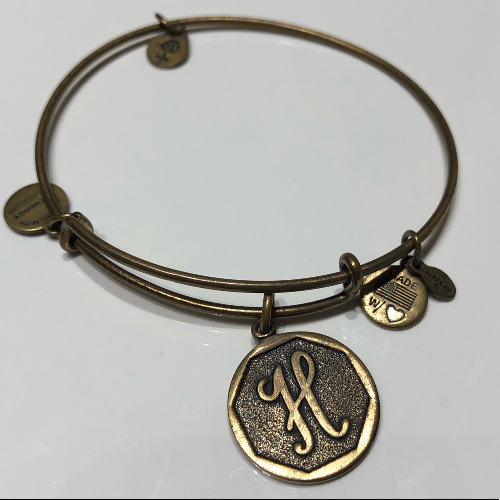 Alex and Ani H Initial Charm Gold Bracelet